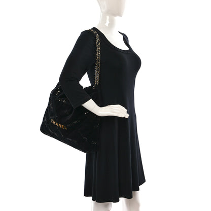 Chanel Velvet Sequin Quilted Chanel 22 Black 2 of 10