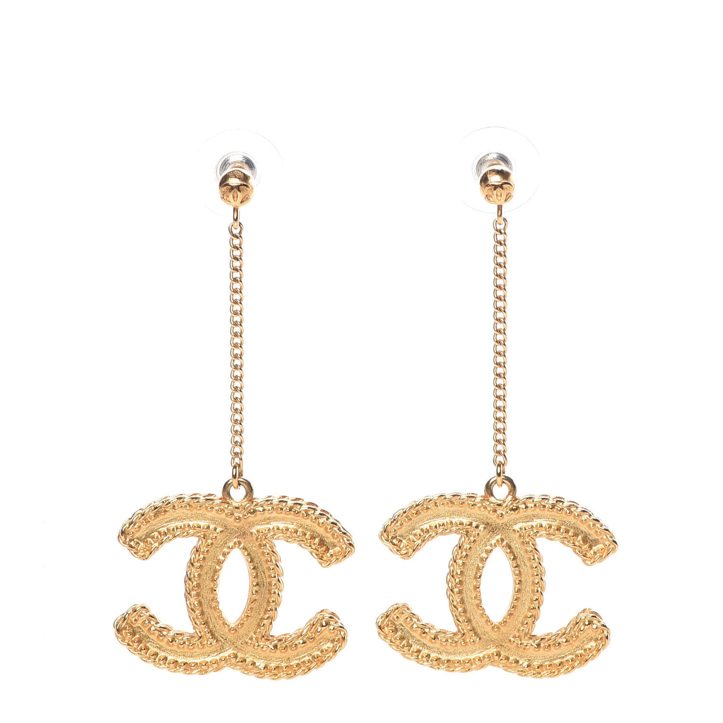 CC Drop Earrings Matte Gold
