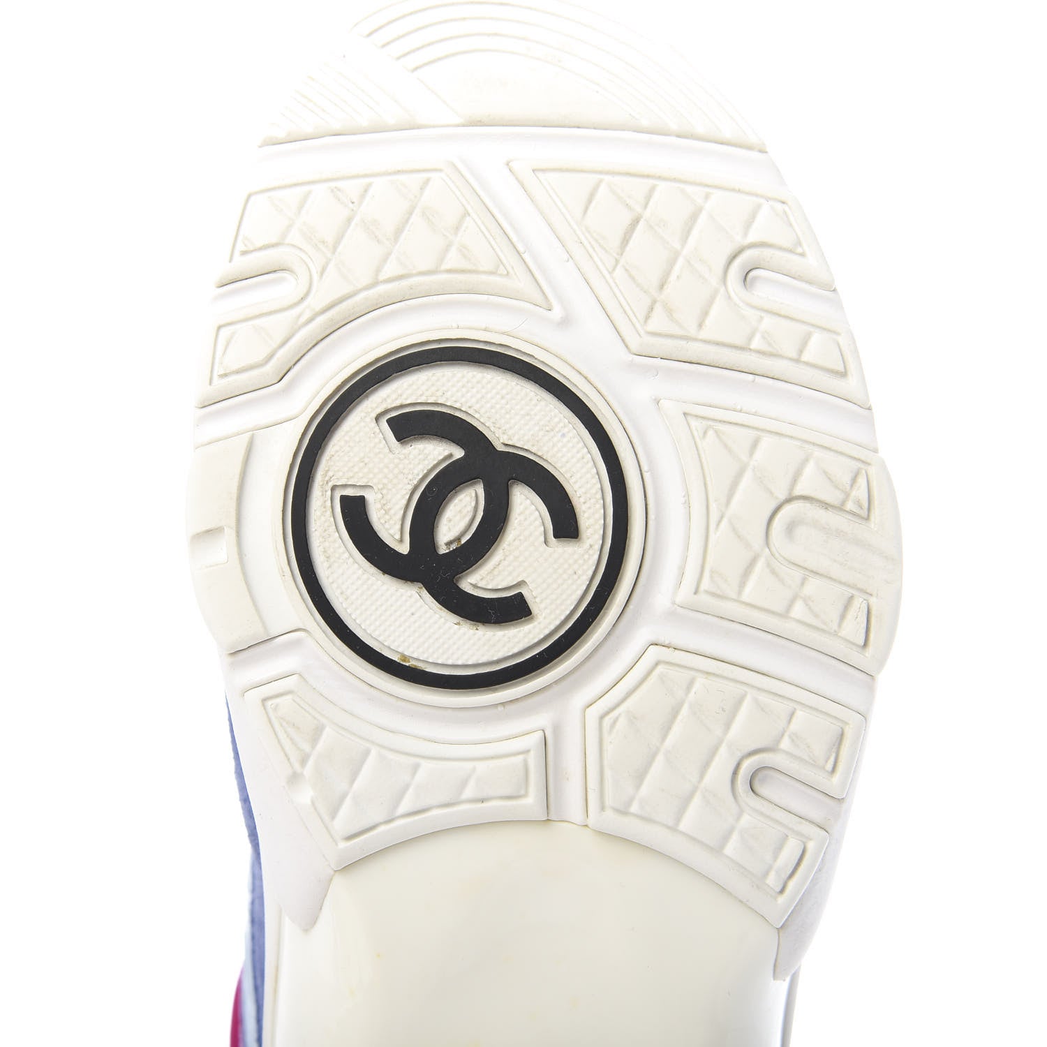Chanel Nylon Lambskin Suede Calfskin CC Sneakers 36.5 Light Blue 8 of 10