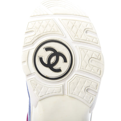Chanel Nylon Lambskin Suede Calfskin CC Sneakers 36.5 Light Blue 8 of 10