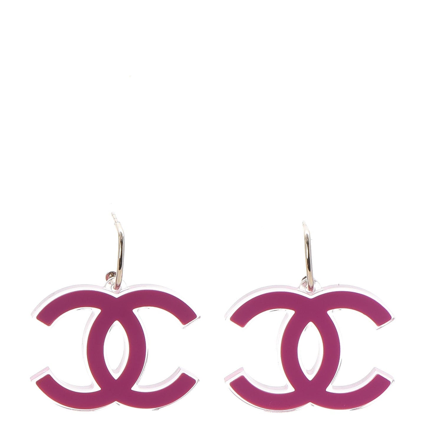 Lucite CC Drop Earrings Pink