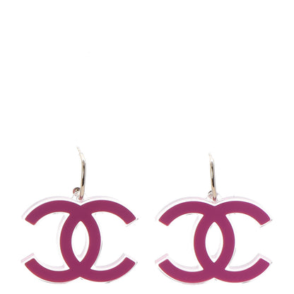 Chanel Lucite CC Drop Earrings Pink 1 of 5