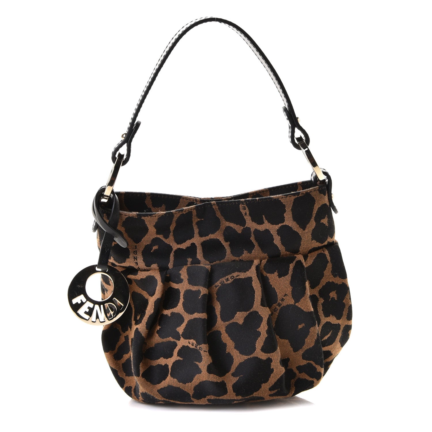 Fendi Jacquard Leopard Print Mini Chef Hobo Tobacco 1 of 7