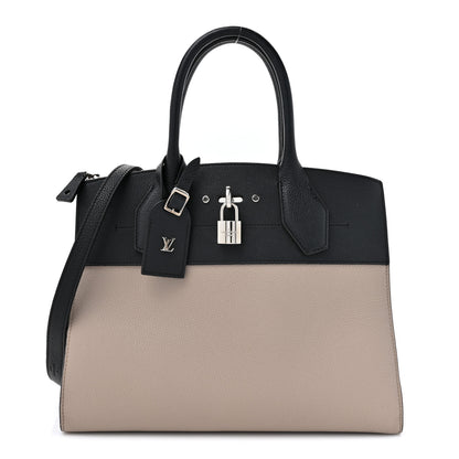 Louis Vuitton Taurillon City Steamer MM Black Beige 1 of 17