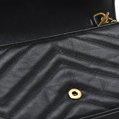 Gucci Calfskin Matelasse Super Mini GG Marmont Shoulder Bag Black 7 of 10