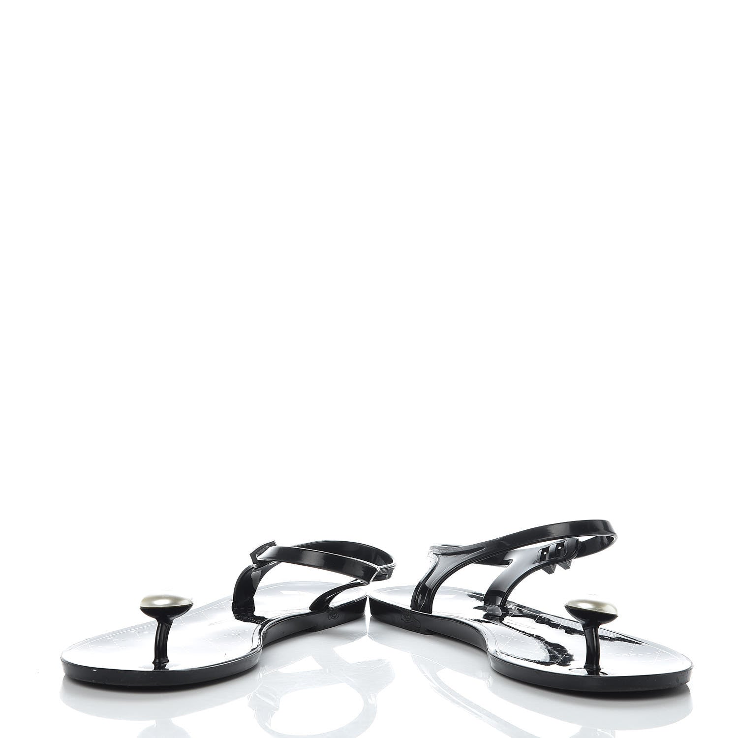 Chanel Jelly Pearl CC Thong Sandals 41 Black 6 of 9