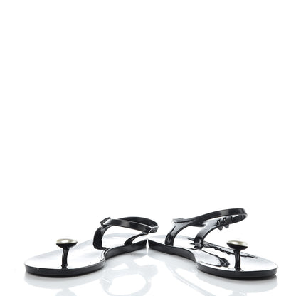 Chanel Jelly Pearl CC Thong Sandals 41 Black 6 of 9