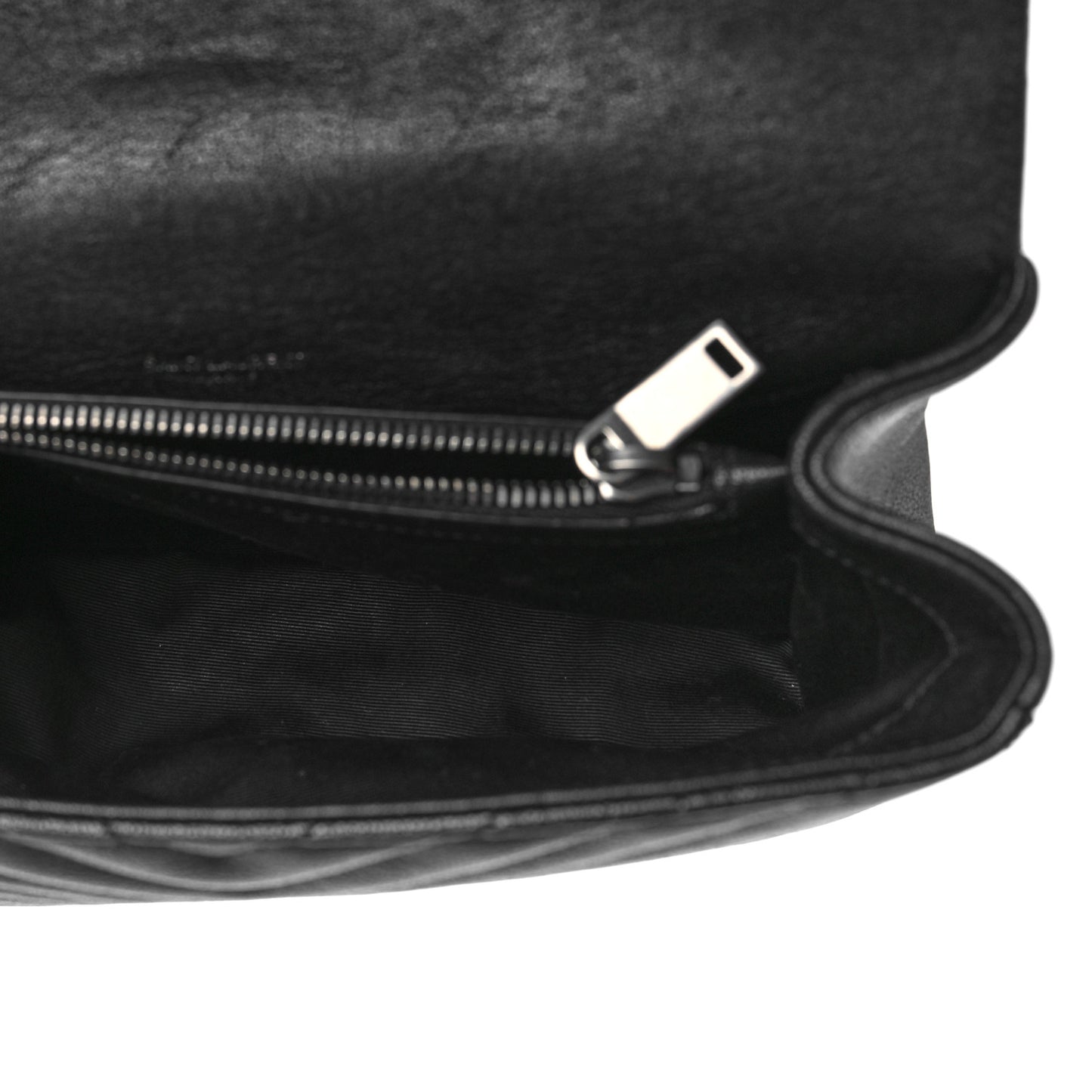 Sheepskin Matelasse Chevron Monogram Medium College Bag Black
