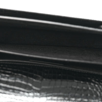 Saint Laurent Calfskin Crocodile Embossed Medium Monogram Sunset Black 5 of 13