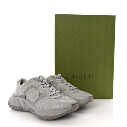 Gucci New Nappa Sombre Interlocking G Ripple Mens Platform Sneakers 8 Grey Sky 9 of 9
