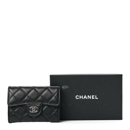 Chanel Lambskin Quilted Glitter CC Flap Card Holder Wallet Black 12 of 12