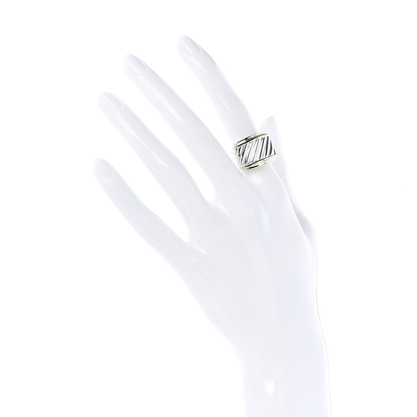 Sterling Silver 18K Yellow Gold Cable Cigar Band Ring 50 5.5