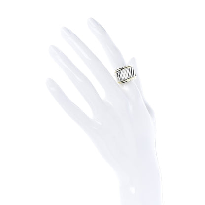 David Yurman Sterling Silver 18K Yellow Gold Cable Cigar Band Ring 50 5.5 2 of 5