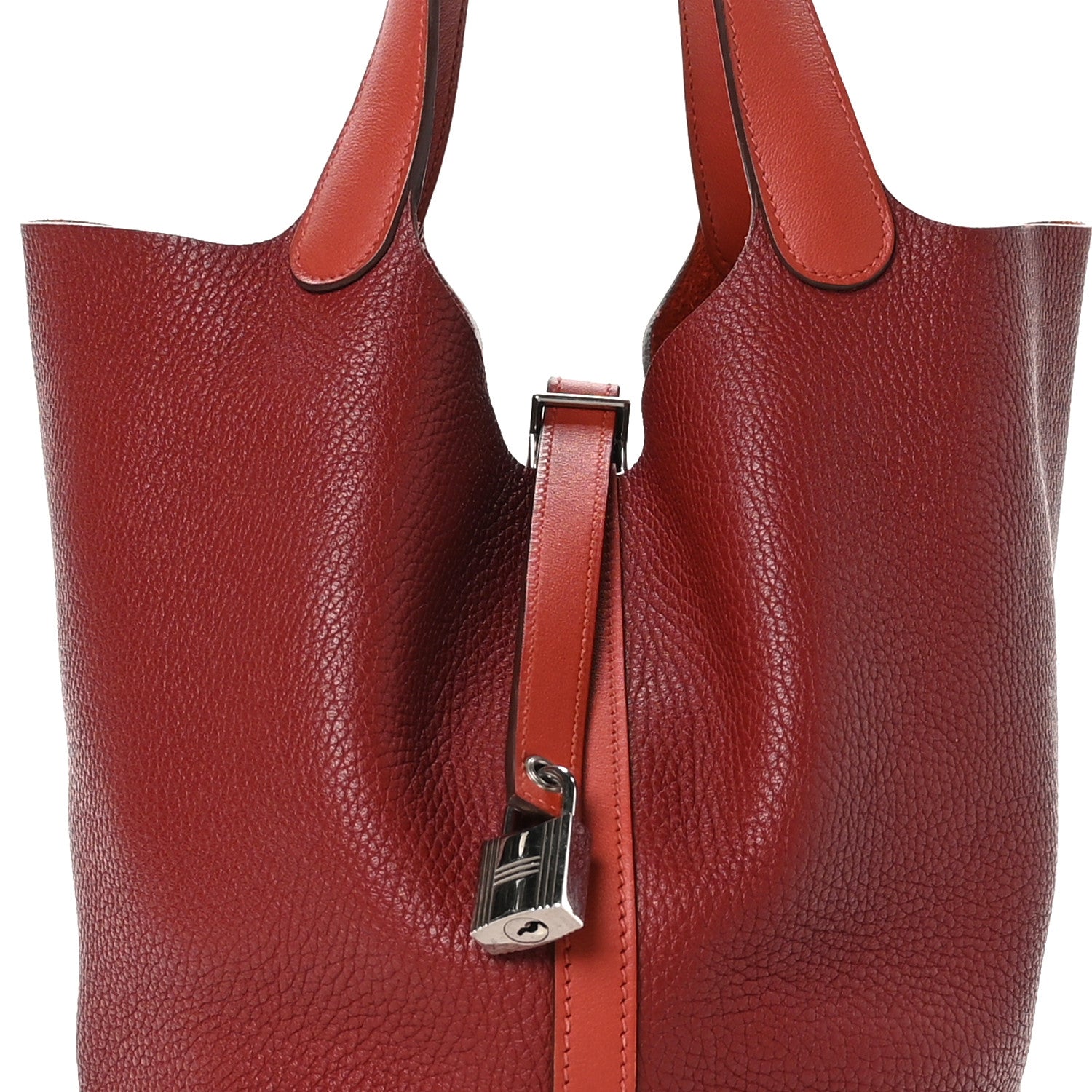 Hermes Taurillon Clemence Swift Picotin Lock 22 MM Rouge H Brique 8 of 12