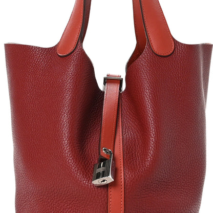 Hermes Taurillon Clemence Swift Picotin Lock 22 MM Rouge H Brique 8 of 12