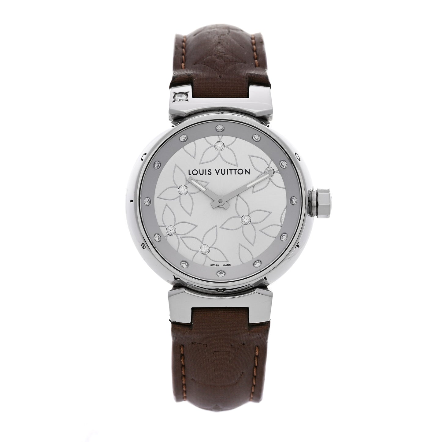 Stainless Steel Douceur Diamond Mother of Pearl 34mm Tambour Lovely Quartz Watch