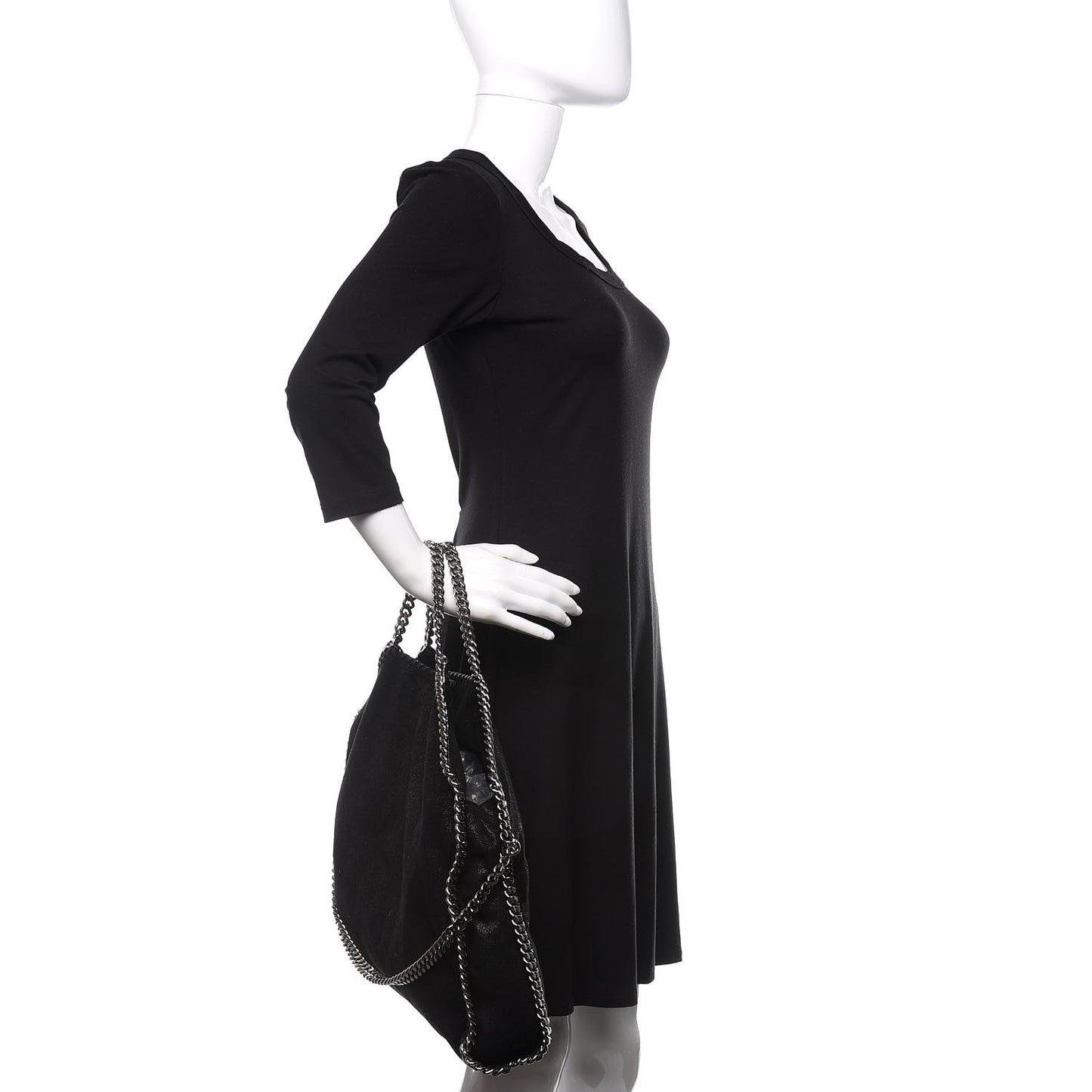 Shaggy Deer Small Falabella Fold Over Tote Black