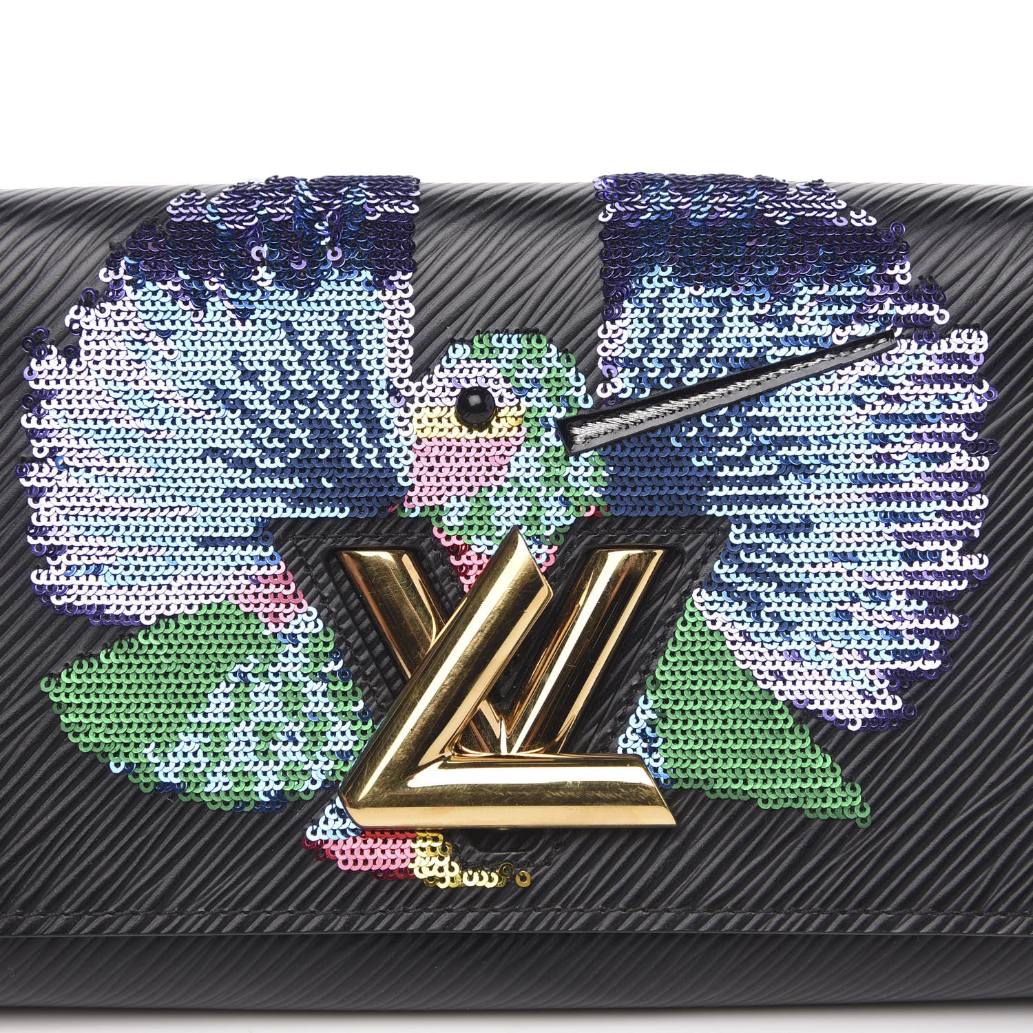 Louis Vuitton Epi Sequin Bird Twist Chain Wallet PM Black 9 of 9