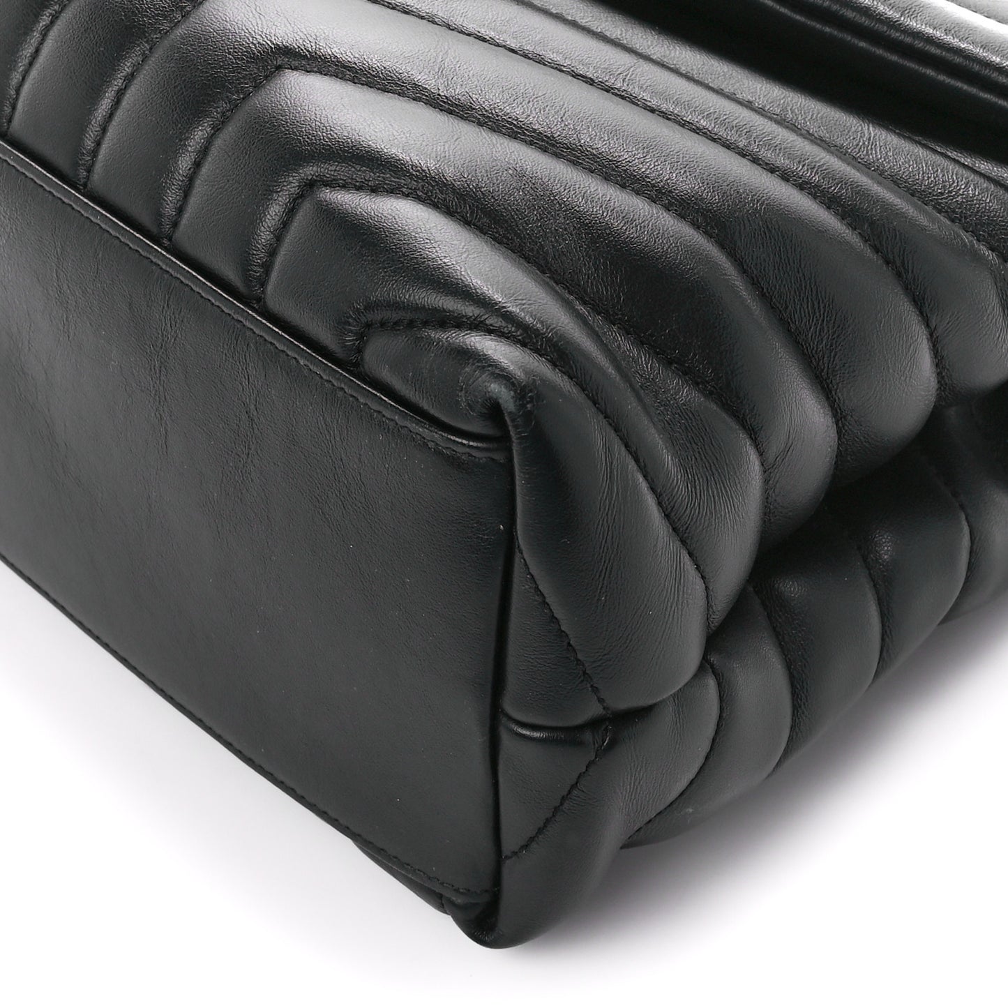 Calfskin Y Quilted Monogram Medium Loulou Chain Satchel Black