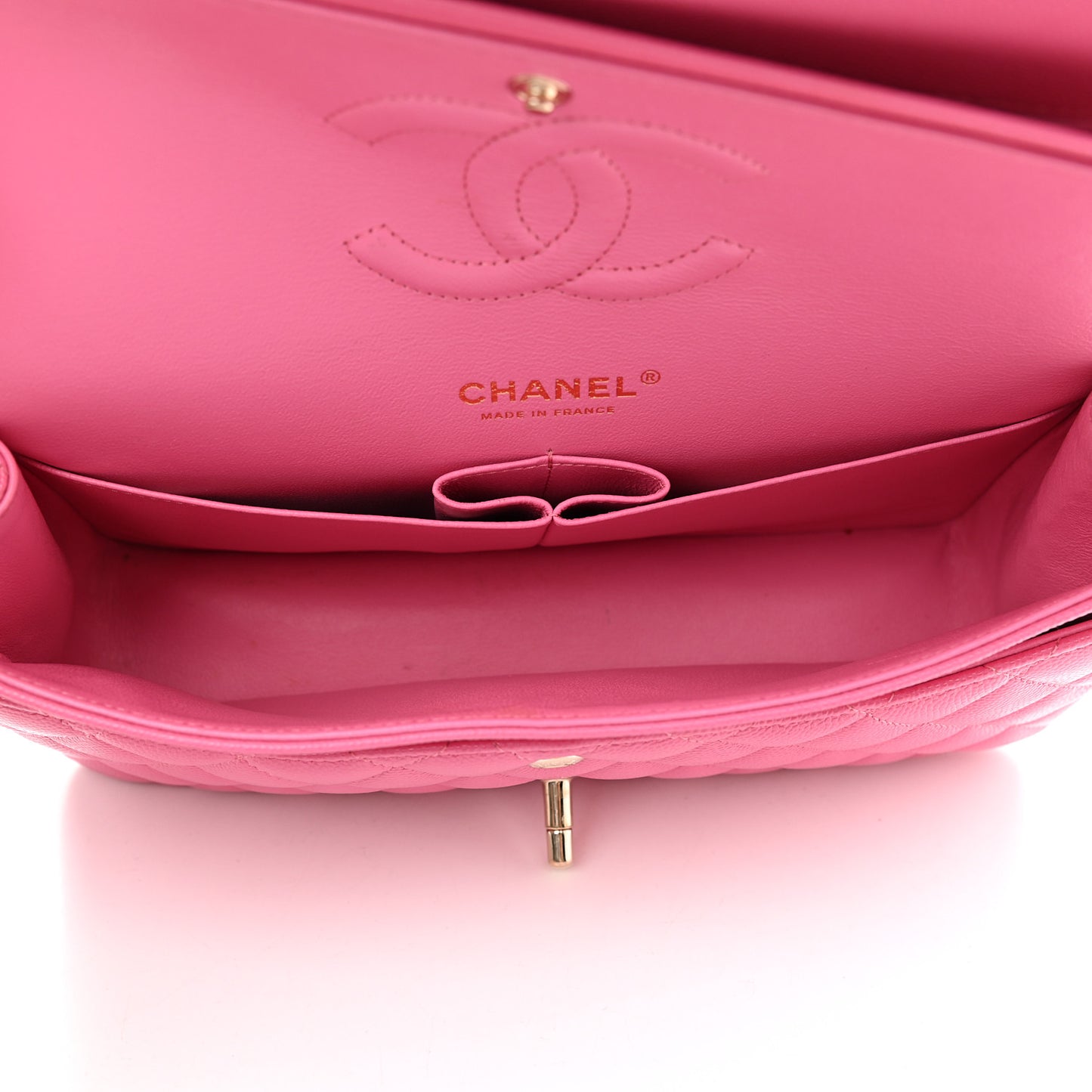 Caviar Quilted Medium Double Flap Pink