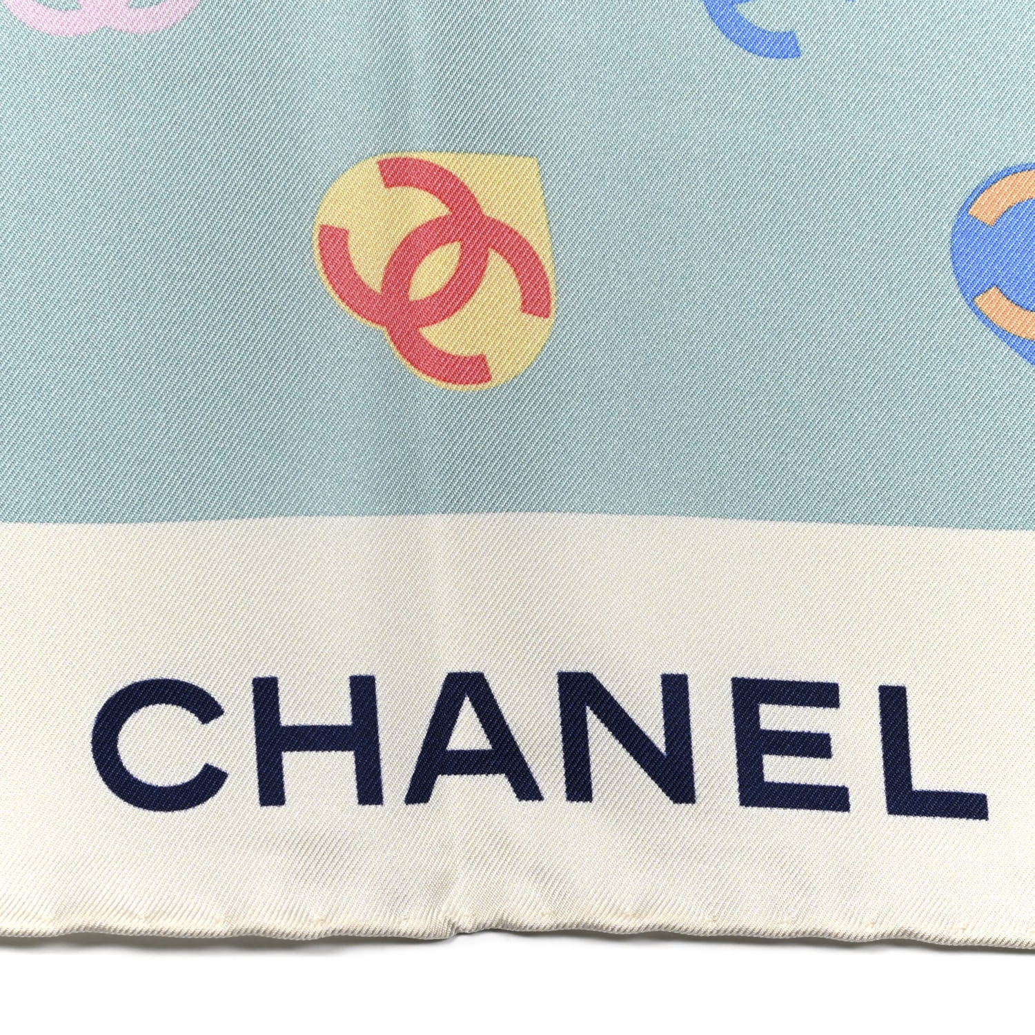 Chanel Silk Heart CC Square Scarf Light Blue Multicolor 2 of 3