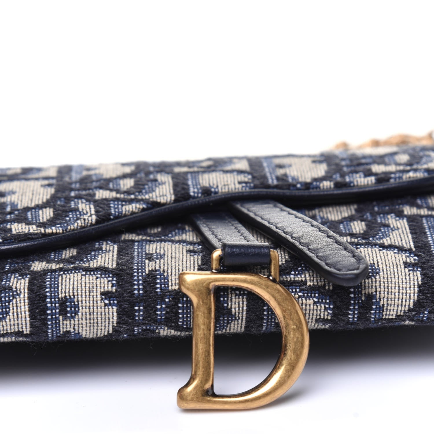 Christian Dior Oblique Nano Saddle Chain Pouch Blue 10 of 11