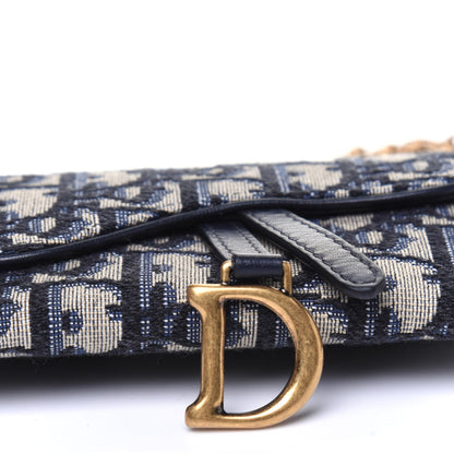 Christian Dior Oblique Nano Saddle Chain Pouch Blue 10 of 11
