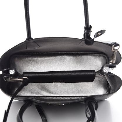 Prada Saffiano Cuir Small Double Bag Black Chrome 6 of 9