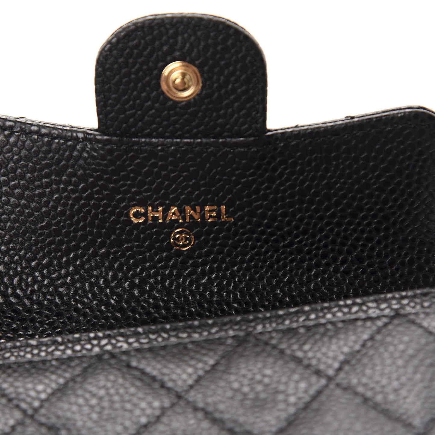 Caviar Quilted Flap Card Holder Black
