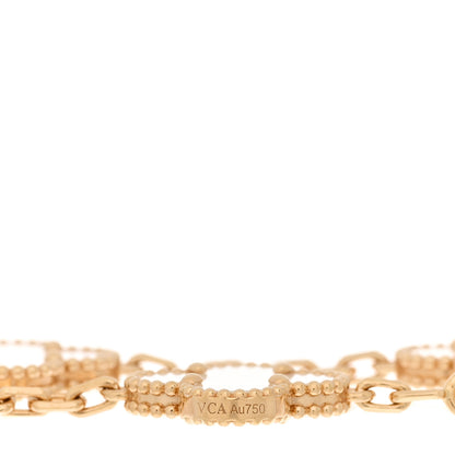 Van Cleef & Arpels 18K Yellow Gold Mother of Pearl 5 Motifs Vintage Alhambra Bracelet 3 of 4