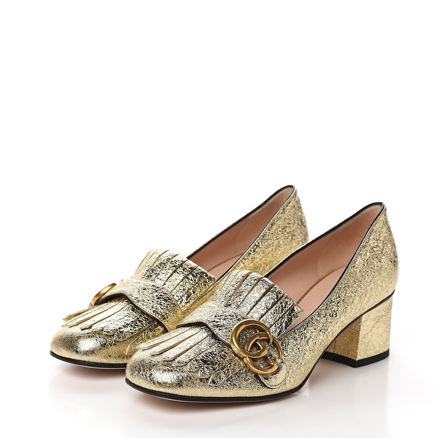 Galassia GG Marmont Fringe 50mm Loafer Pumps 37 Platino