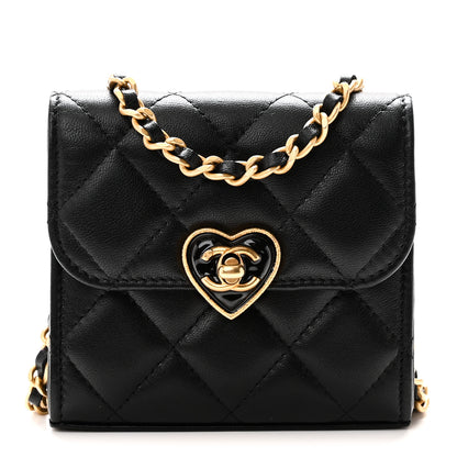 Chanel Lambskin Plexiglass Quilted Coco Love Clutch With Chain Black 1 of 11