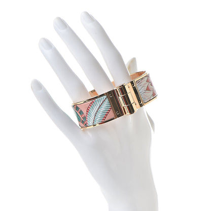 Hermes Enamel Printed Wide Charniere Savana Dance Hinged Bracelet M Baroque 2 of 6