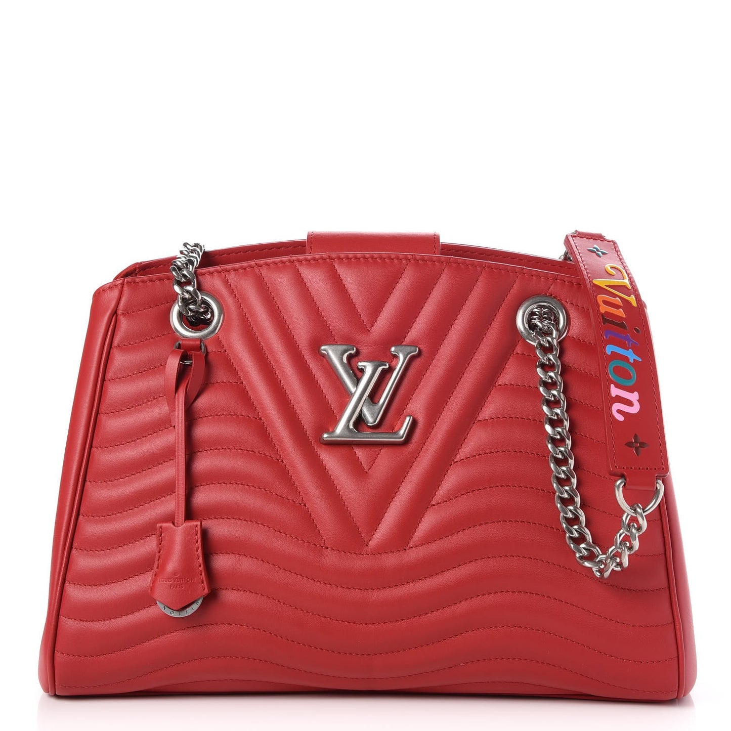 Calfskin New Wave Chain Tote Ecarlate