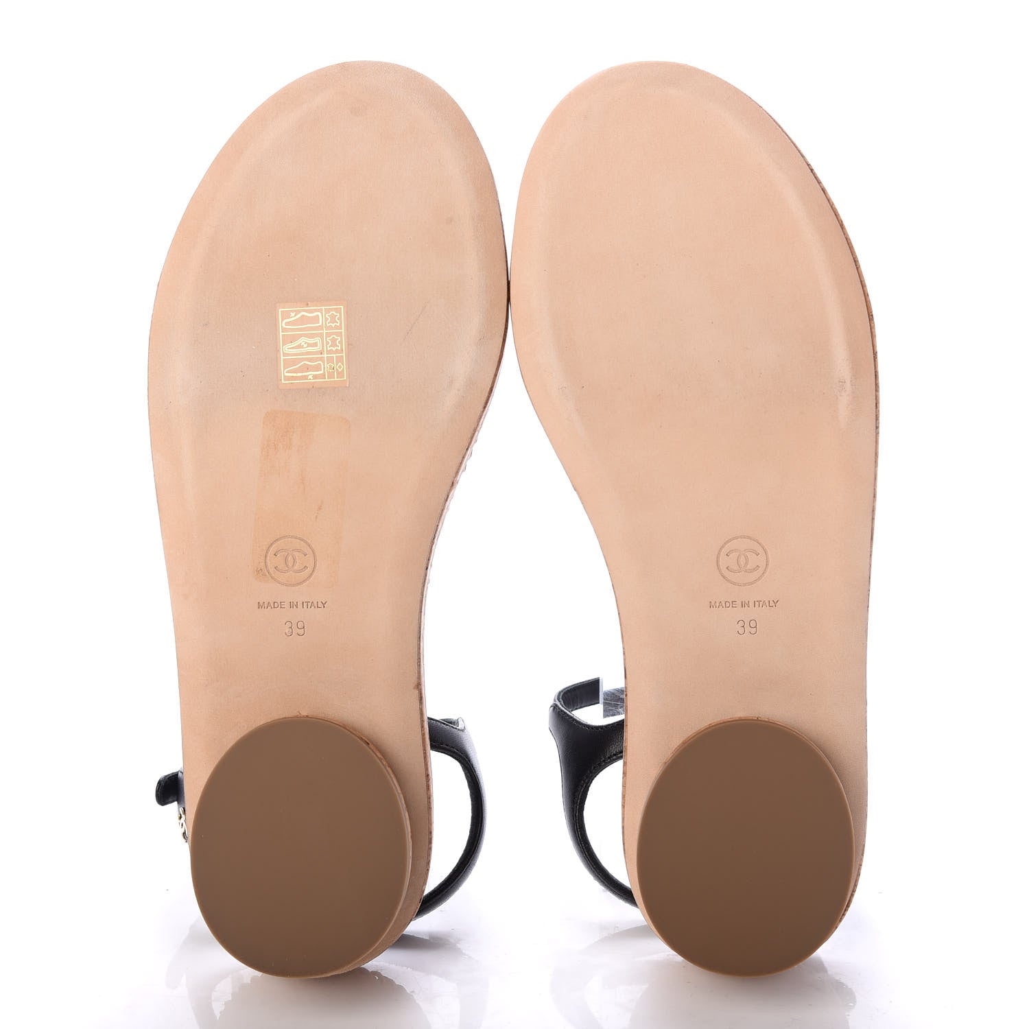 Chanel Lambskin Chain Cork Sandals 39 Black 5 of 9