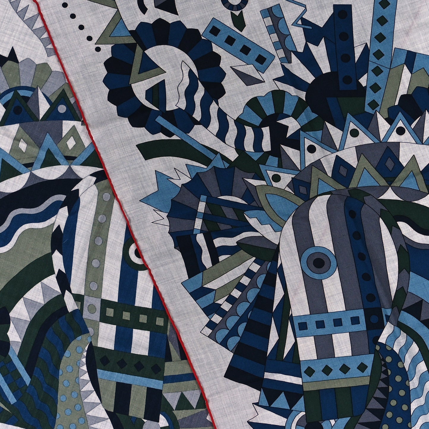 Cashmere Silk Cheval De Fete Rectangle Shawl Gris Chine Vert Bleu