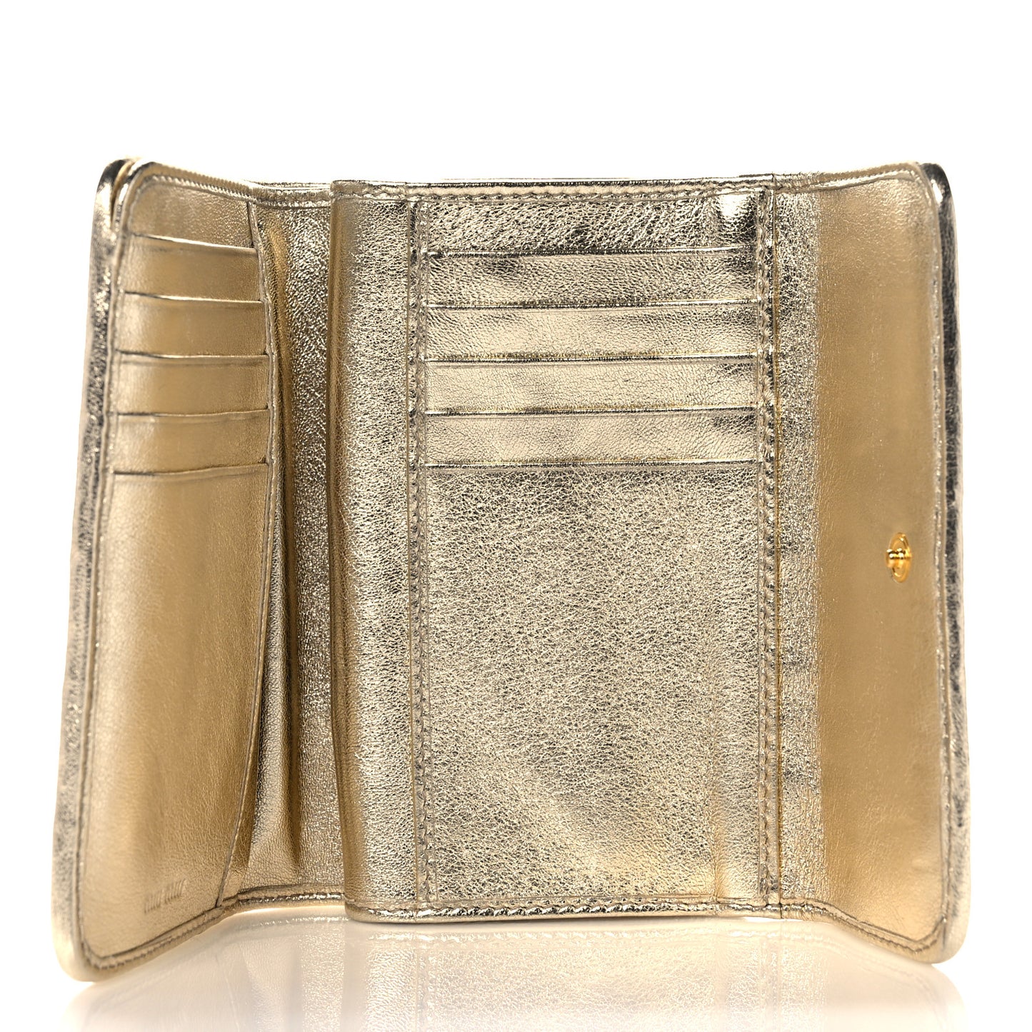 Nappa Matelasse Flap Tri-Fold Wallet Rugiada Pirite