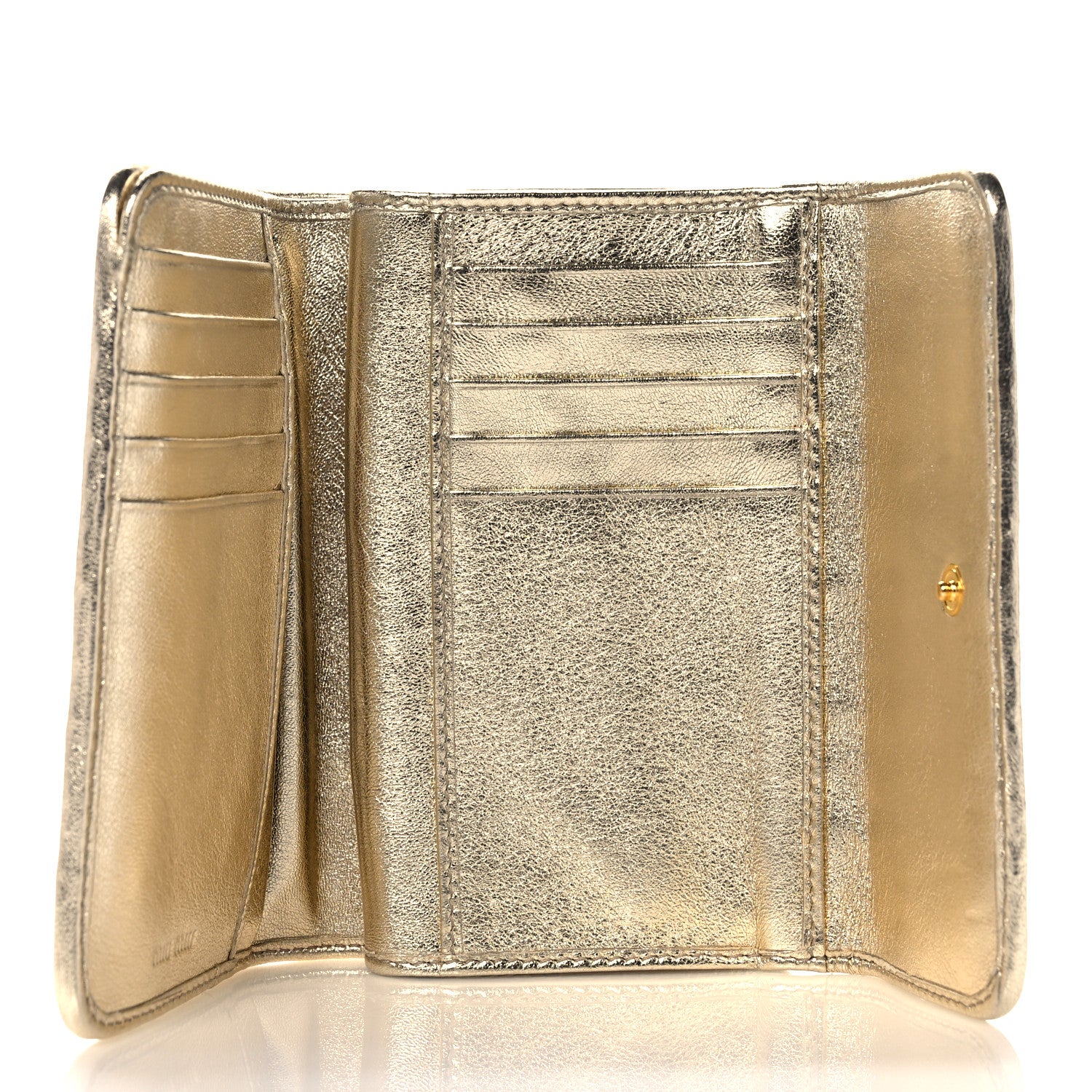 Miu Miu Nappa Matelasse Flap Tri-Fold Wallet Rugiada Pirite 5 of 8