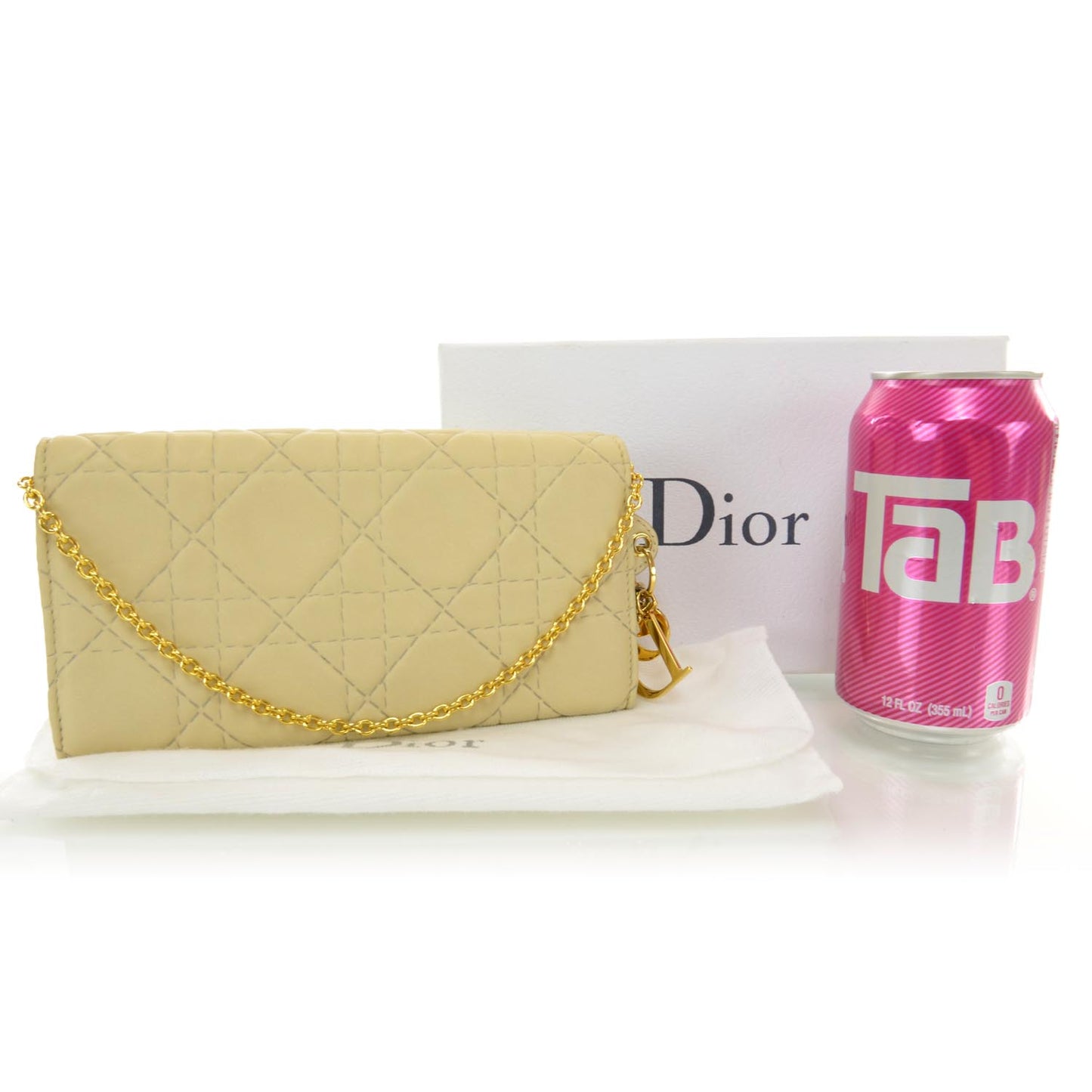 Lambskin Cannage Rendezvous Chain Wallet Beige