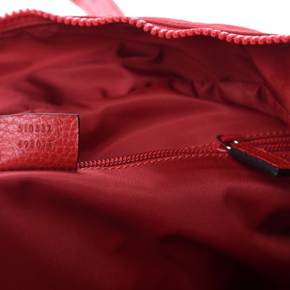 Gucci Nylon Monogram Dollar Calfskin Tote Vibrant Red 9 of 10