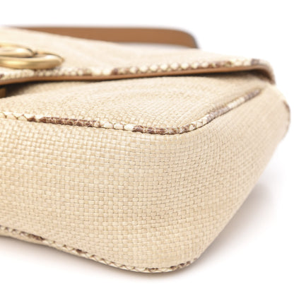 Gucci Raffia Elaphe Matelasse Small GG Marmont Shoulder Bag Natural Cream Brown 9 of 10