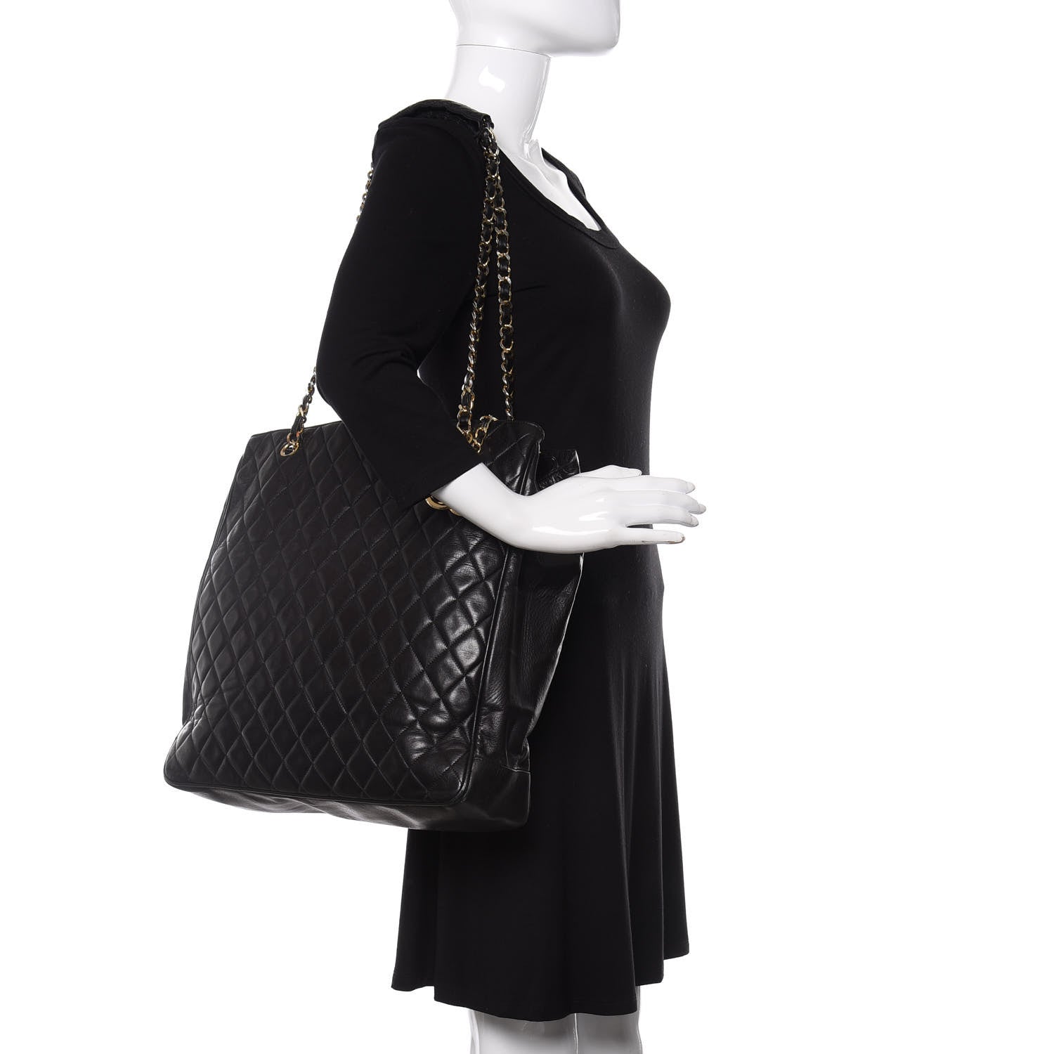 Chanel Lambskin Quilted Shopping Tote Black 2 of 14