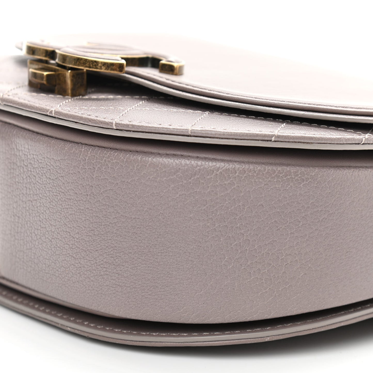 Shiny Calfskin Goatskin Quilted Small Coco Curve Messenger Flap Grey
