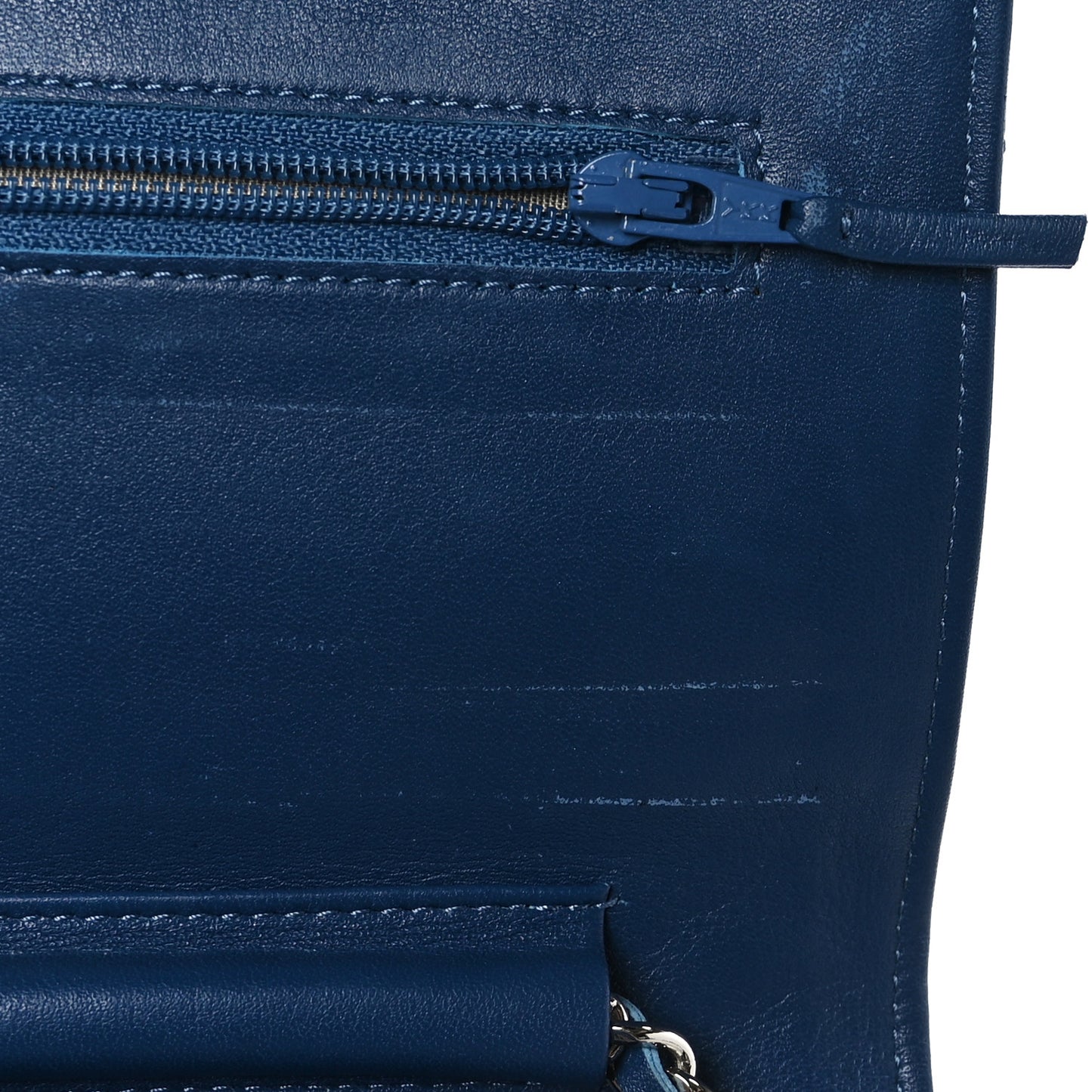 Patent Quilted Brilliant Wallet On Chain WOC Blue