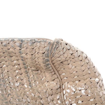 Christian Dior Metallic Suede Woven Lady Dior Shopping Tote Gold 8 of 17
