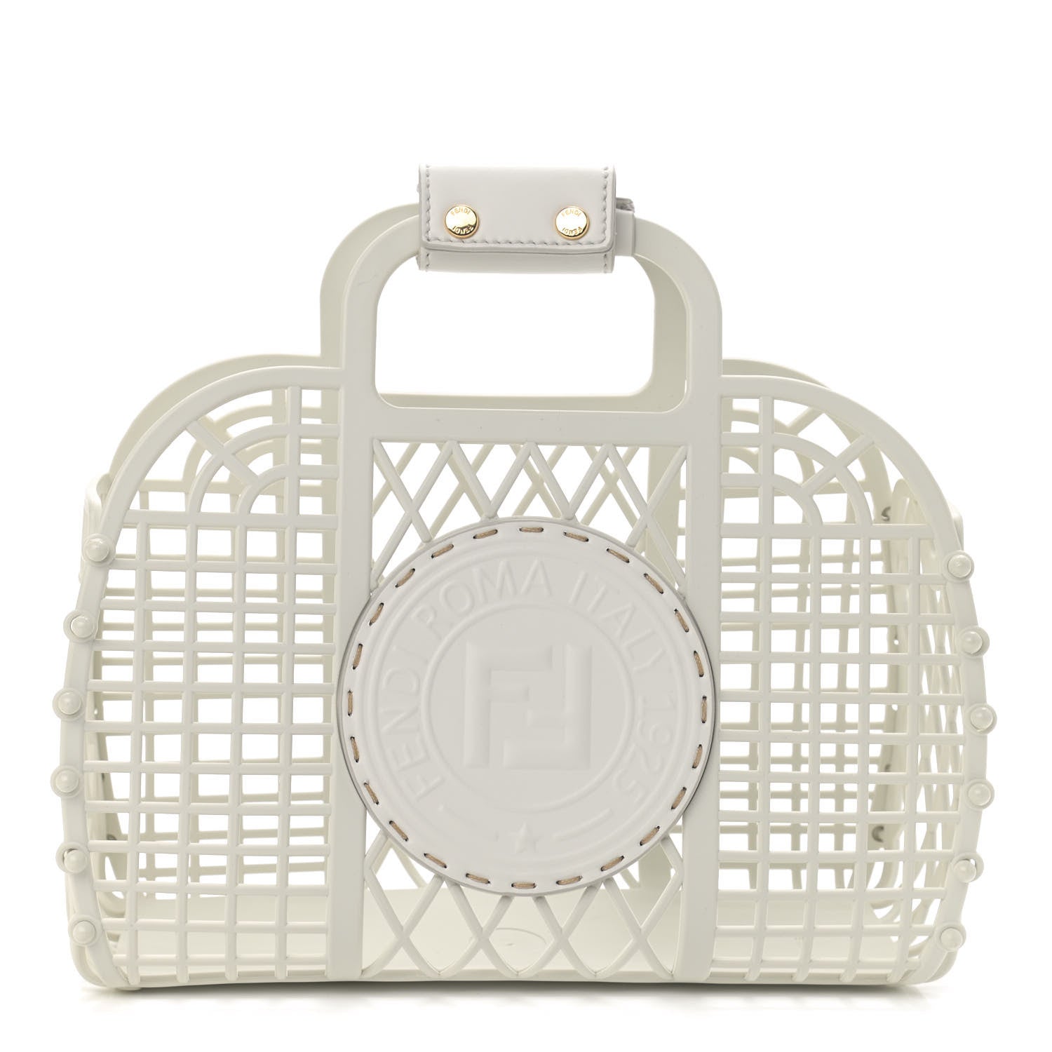 Fendi Recycled Plastic Vitello Liberty Matte Small Fendi Basket White Ice 1 of 11