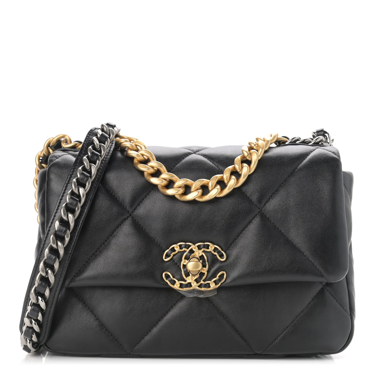 Lambskin Quilted Medium Chanel 19 Flap Black