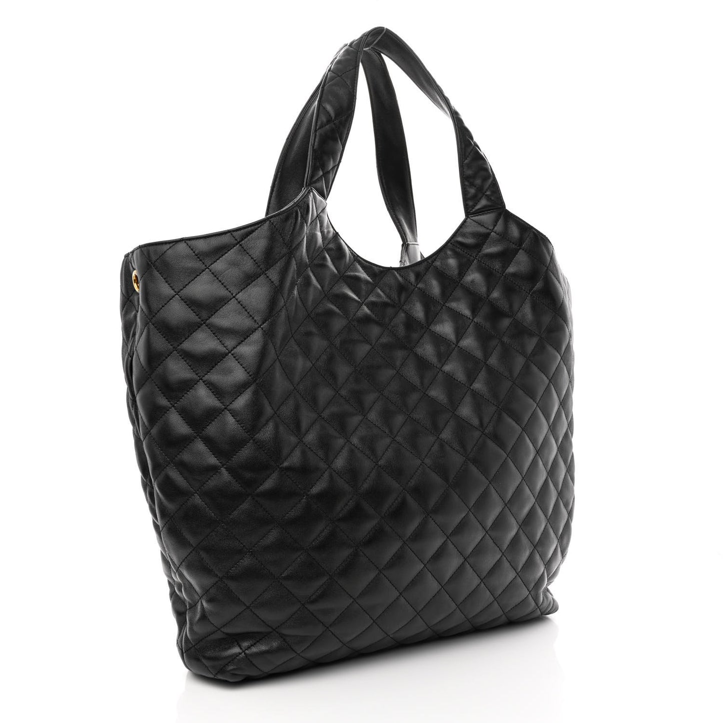 Lambskin Quilted Maxi Icare Shopping Tote Black