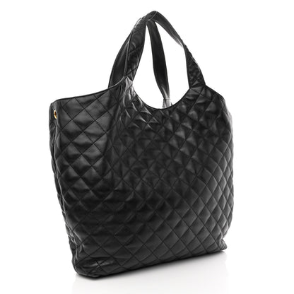 Saint Laurent Lambskin Quilted Maxi Icare Shopping Tote Black 4 of 12