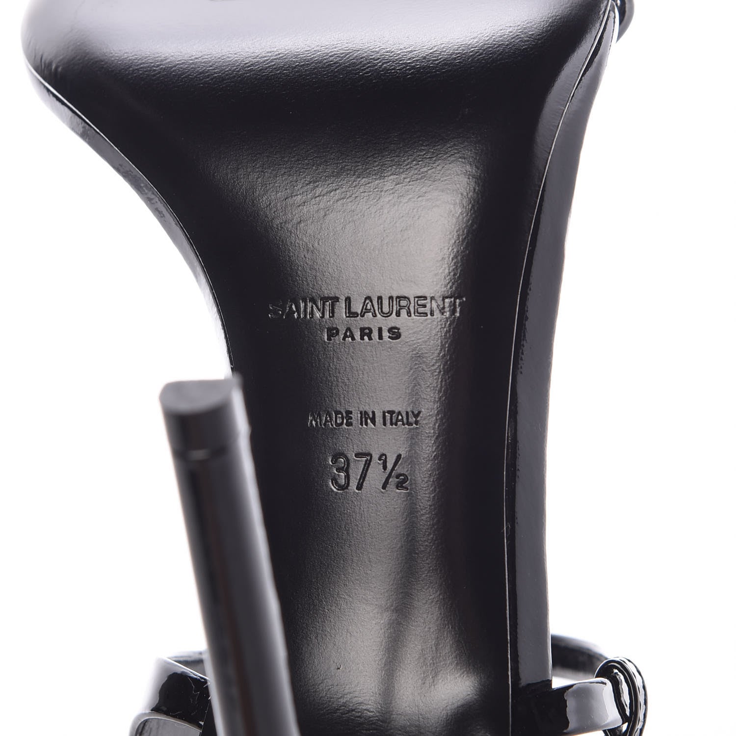 Saint Laurent Vitello Vernice Soft Amber 105 Crossover Strap Sandals 37.5 Black 7 of 9